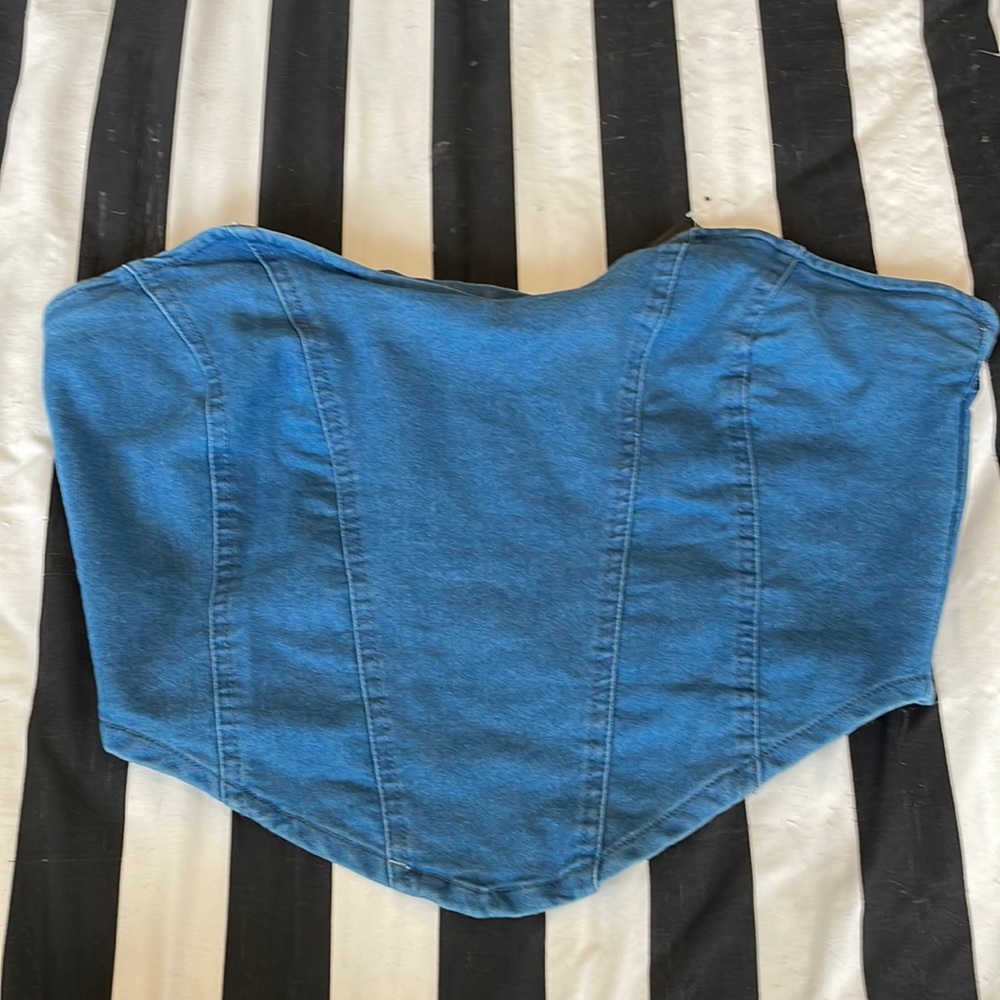 Cute!!! Denim Strapless Crop Top NWT